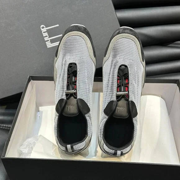 Dunhill Mens Lace-Up Leisure Mesh Sneakers Grey - Picture 5 of 10